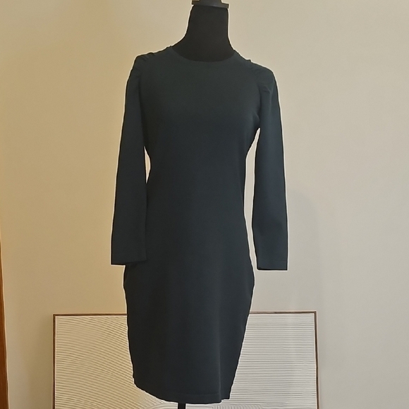 Calvin Klein Dresses & Skirts - Calvin Klein Dark Green Puff Sleeve Sweater Dress